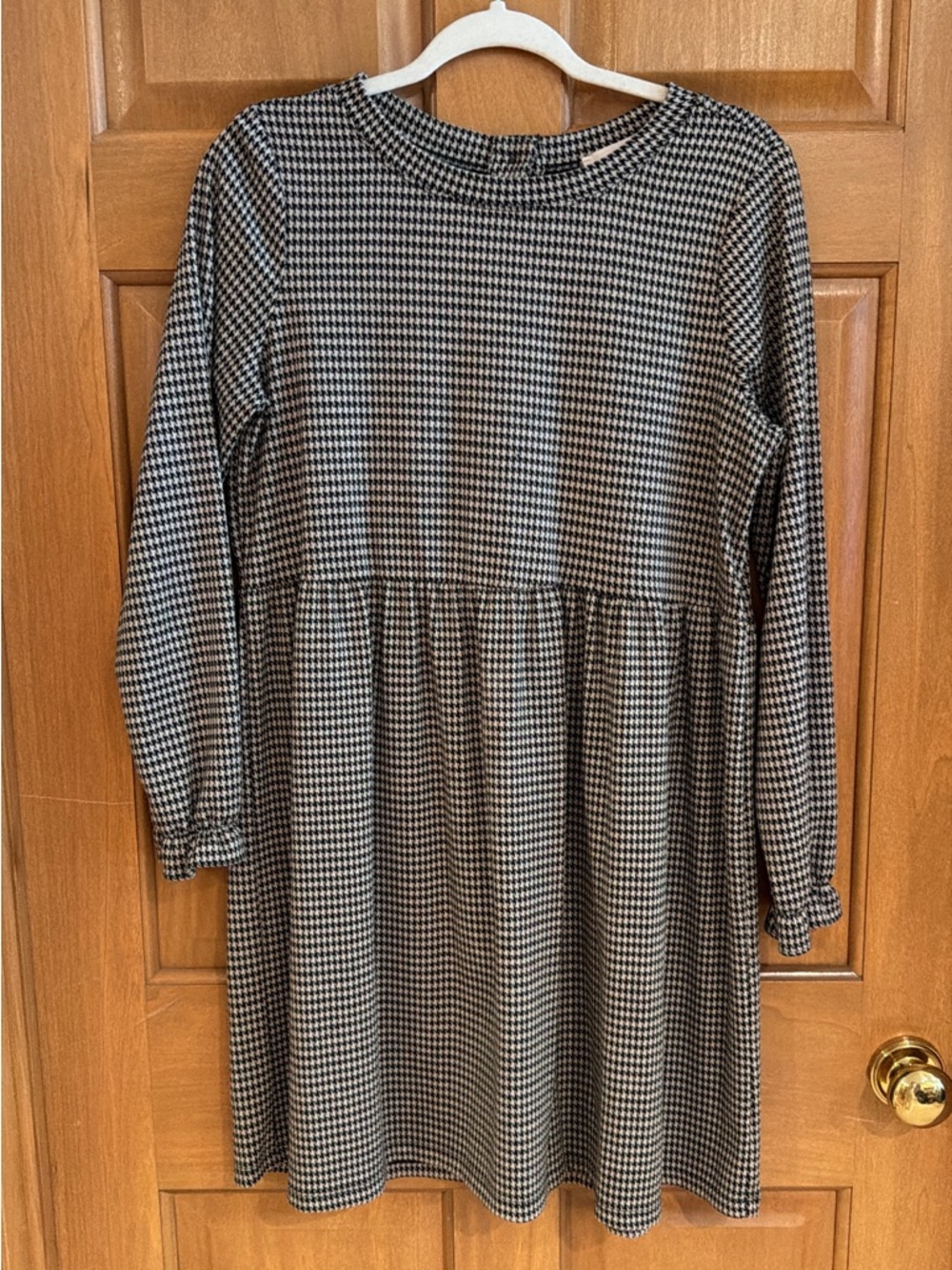 LOFT Black & White Houndstooth Smock Dress